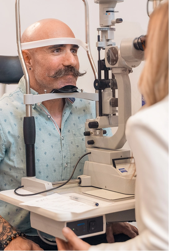 Customer during an eye examination